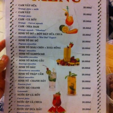 Thực đơn- Quán Ăn Bánh Căn Bình Dân