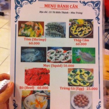 Thực đơn- Quán Ăn Bánh Căn Bình Dân