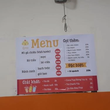 Thực đơn- Quán Ăn Bánh Canh Bạch Tuộc
