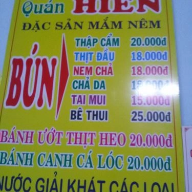 Thực đơn- Quán Ăn Hiền - Bánh Canh & Bún Mắm