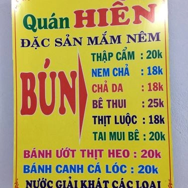 Thực đơn- Quán Ăn Hiền - Bánh Canh & Bún Mắm