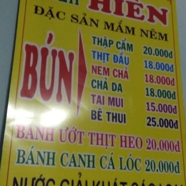Thực đơn- Quán Ăn Hiền - Bánh Canh & Bún Mắm