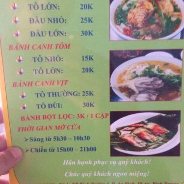 Thực đơn- Quán Ăn Bánh Canh Cá Lóc Quảng Trị