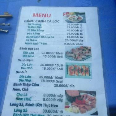 Thực đơn- Quán Ăn Bánh Canh Cá Lóc Quảng Trị - Phạm Văn Hai