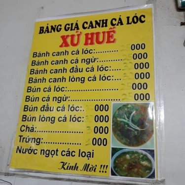 Thực đơn- Quán Ăn Bánh Canh Cá Lóc Xứ Huế - Nguyễn Văn Công