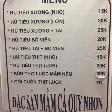 Thực đơn- Quán Ăn Bánh Canh Thống Nhất