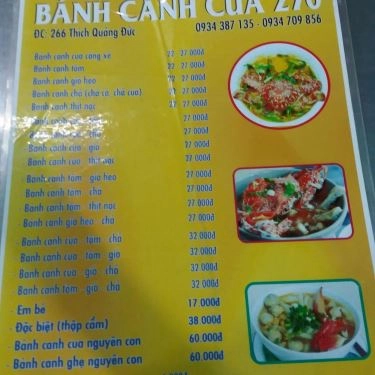 Thực đơn- Quán Ăn Bánh Canh Cua 270