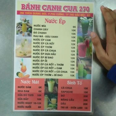 Thực đơn- Quán Ăn Bánh Canh Cua 270