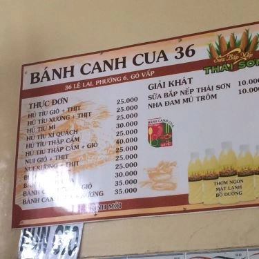 Thực đơn- Quán Ăn Bánh Canh Cua 36 - Lê Lai