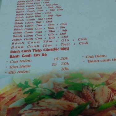 Thực đơn- Quán Ăn Bánh Canh Cua 68
