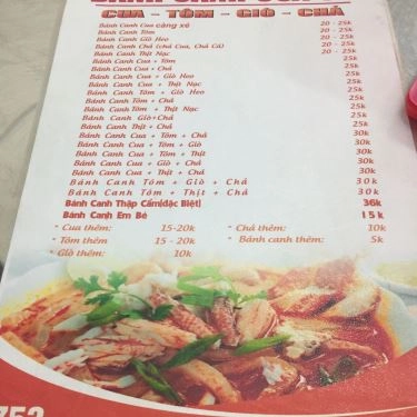 Thực đơn- Quán Ăn Bánh Canh Cua 68