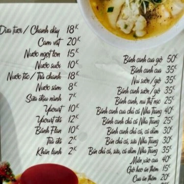 Thực đơn- Quán Ăn Bánh Canh Cua Khánh Linh