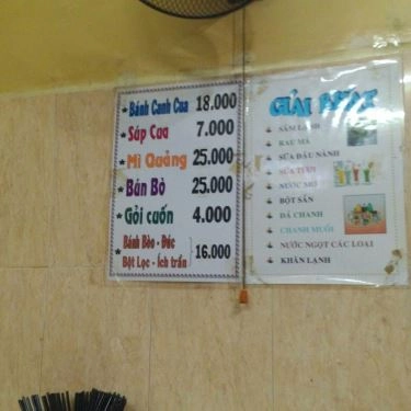 Thực đơn- Quán Ăn Bánh Canh Cua - Lê Văn Sỹ