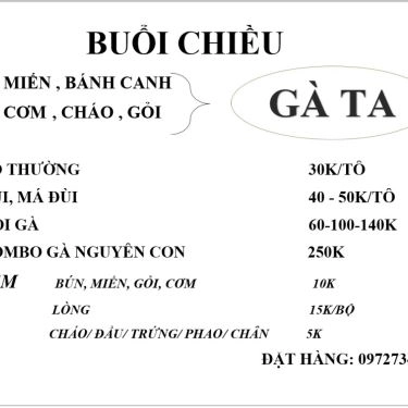 Thực đơn- Quán Ăn Bánh Canh Gà Ta