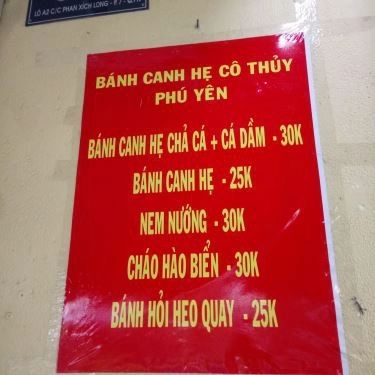 Thực đơn- Quán Ăn Cô Thủy - Bánh Canh Hẹ Phú Yên