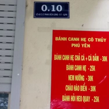 Thực đơn- Quán Ăn Cô Thủy - Bánh Canh Hẹ Phú Yên