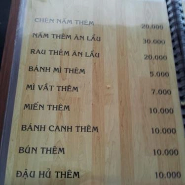 Thực đơn- Quán Ăn Bánh Canh Nấm An Nhiên - Lê Hồng Phong