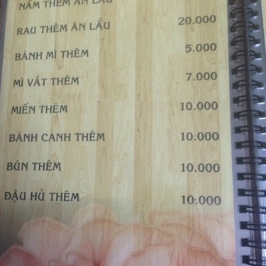 Thực đơn- Quán Ăn Bánh Canh Nấm An Nhiên - Lê Hồng Phong