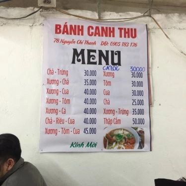 Thực đơn- Quán Ăn Bánh Canh Thu