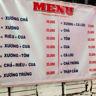 Thực đơn- Quán Ăn Bánh Canh Thu