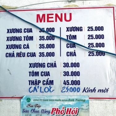 Thực đơn- Quán Ăn Bánh Canh Thu