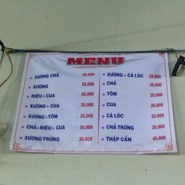 Thực đơn- Quán Ăn Bánh Canh Thu