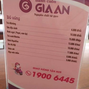 Thực đơn- Quán Ăn Bánh Cuốn Gia An - Green Stars Phạm Văn Đồng
