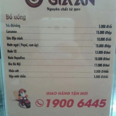 Thực đơn- Quán Ăn Bánh Cuốn Gia An - Huỳnh Thúc Kháng