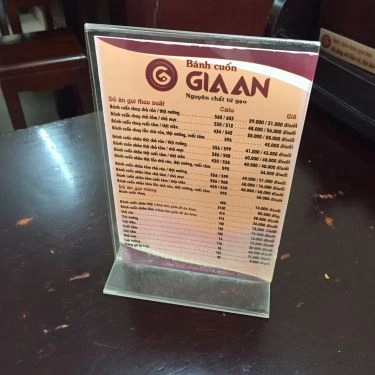 Thực đơn- Quán Ăn Bánh Cuốn Gia An - Huỳnh Thúc Kháng