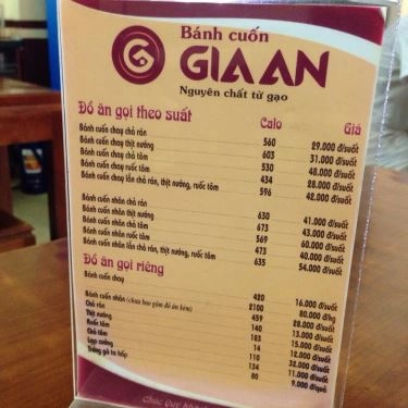 Thực đơn- Quán Ăn Bánh Cuốn Gia An - Lò Đúc