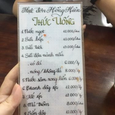 Thực đơn- Quán Ăn Bánh Cuốn Hồng Hiên - Kỳ Đồng