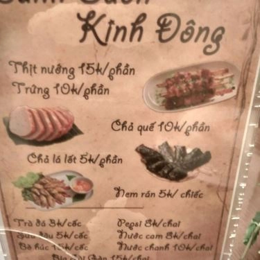 Thực đơn- Quán Ăn Bánh Cuốn Kinh Đông