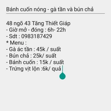 Tổng hợp- Quán Ăn Bánh Cuốn Nóng, Gà Tần & Bún Chả - Cổ Nhuế