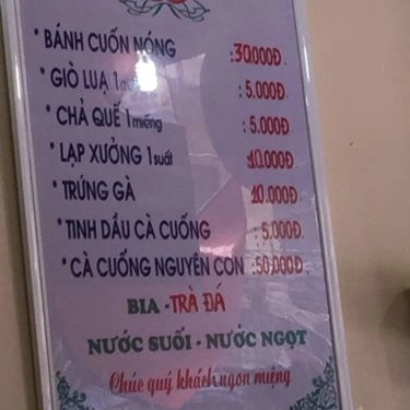 Thực đơn- Quán Ăn Bánh Cuốn Thanh Vân - Nguyễn Trường Tộ