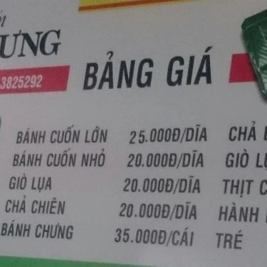 Thực đơn- Quán Ăn Bánh Cuốn Tiến Hưng
