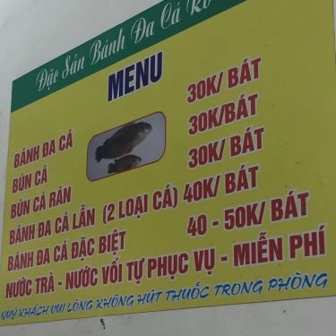 Thực đơn- Quán Ăn Bánh Đa Cá Rô Đồng - Mạc Thái Tổ