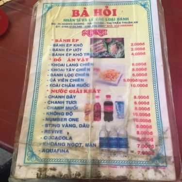 Thực đơn- Quán Ăn Bánh Ép Bà Hỏi