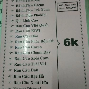 Thực đơn- Quán Ăn Ngọc Linh - Bánh Flan & Rau Câu