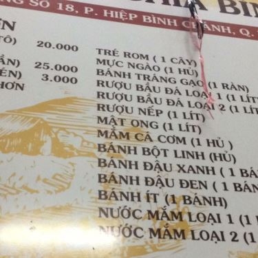 Thực đơn- Quán Ăn Nghĩa Bình - Bánh Hỏi & Cháo Lòng