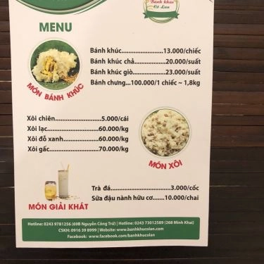 Thực đơn- Quán Ăn Bánh Khúc Cô Lan - Minh Khai