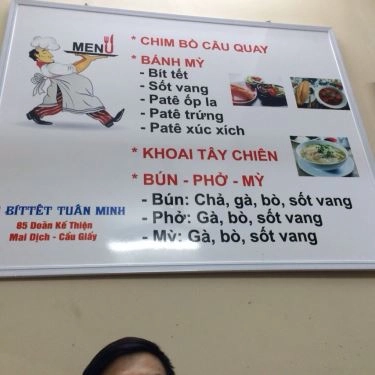 Thực đơn- Quán Ăn Bánh Mì Bít Tết Tuấn Minh