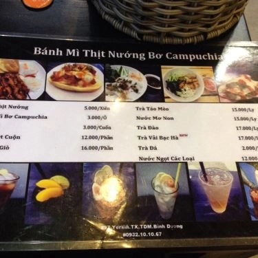 Thực đơn- Quán Ăn Bánh Mì Thịt Nướng Bơ Campuchia