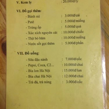 Thực đơn- Quán Ăn Bánh Mì Chảo Mario - Kim Giang