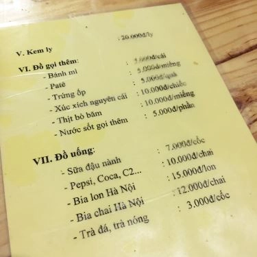 Thực đơn- Quán Ăn Bánh Mì Chảo Mario - Kim Giang