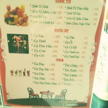 Thực đơn- Quán Ăn Bánh Mì Kẹp Chả Bò Booby - Trần Đại Nghĩa