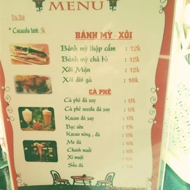 Thực đơn- Quán Ăn Bánh Mì Kẹp Chả Bò Booby - Trần Đại Nghĩa
