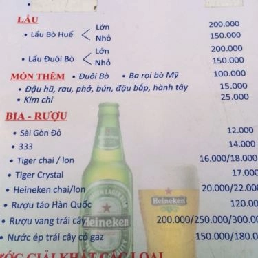 Thực đơn- Quán Ăn Bánh Mì Ngon - Lẩu Đuôi Bò