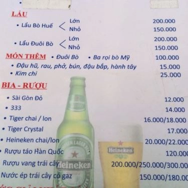 Thực đơn- Quán Ăn Bánh Mì Ngon - Lẩu Đuôi Bò