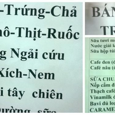 Thực đơn- Quán Ăn Bánh Mì Sữa Tươi - Cổ Nhuế