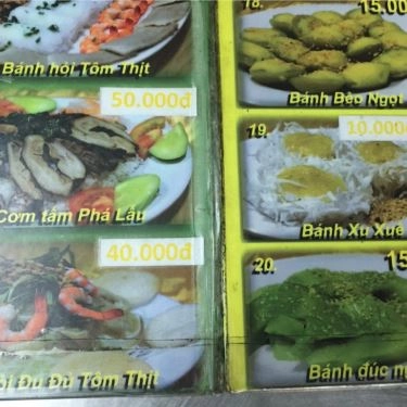Thực đơn- Quán Ăn Bánh Tằm Bì 370 - Đặc Sản Bạc Liêu